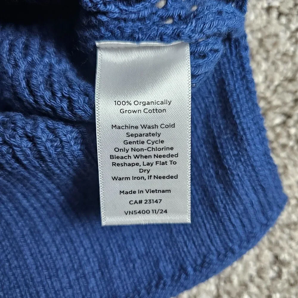 Haven Well Within Sweater Womens Medium Blue Roll Neck Pullover Organic Minimal